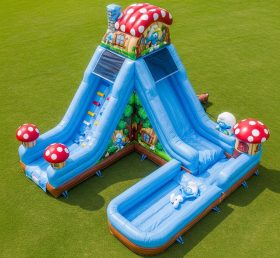 T8-7553 Escorrega Aquático Inflável com Tema dos Smurfs