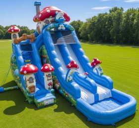T8-7556 Escorrega Aquático Inflável com Tema dos Smurfs