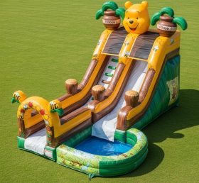 T8-7607 Escorrega Aquático Inflável com Tema do Winnie the Pooh