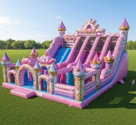 T8-8749 Castelo de Princesa Inflável com Escorregador Combinado