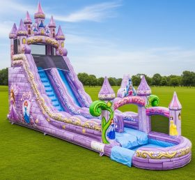 T8-8765 Castelo de Princesa Inflável com Escorregador Aquático