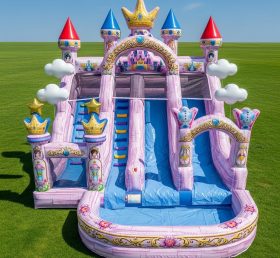 T8-8766 Castelo de Princesa Insuflável com Escorrega de Água