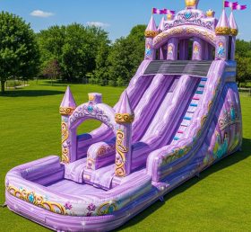 T8-8767 Castelo de Princesa Inflável com Escorregador Aquático