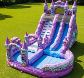T8-8771 Escorrega Aquático Inflável com Tema de Castelo de Princesa