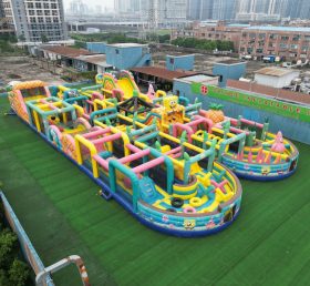 CR2-126 Corrida Desafiante Tema Bob Esponja Gigante Pista de Obstáculos Inflável