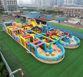 CR2-128 Corrida Desafiadora com Tema Bob Esponja Gigante Pista de Obstáculos Inflável