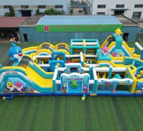 CR2-342 Pista Desafiadora com Tema Baby Shark Gigante de Obstáculos Infláveis