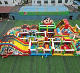 CR2-377 Percurso de Obstáculos Gigante Inflável de Corrida Desafiante com Tema Crayon Shin-chan