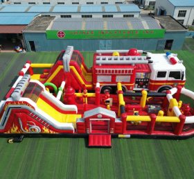 CR2-383 Pista de Obstáculos Gigante Inflável com Tema de Caminhão de Bombeiros Desafiadora
