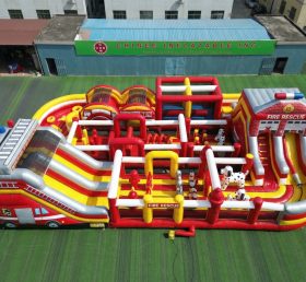 CR2-384 Corrida Desafiadora Temática de Caminhão de Bombeiros Curso de Obstáculos Inflável Gigante