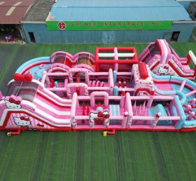 CR2-392 Corrida Desafiadora Tema Hello Kitty Gigante Pista de Obstáculos Inflável