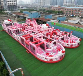 CR2-53 Pista de Obstáculos Gigante Inflável Desafiadora com Tema Hello Kitty