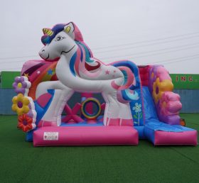 T2-4777B Castelo Insuflável de Unicórnio com Escorrega