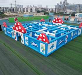 MAZE1-159 Labirinto Inflável com Tema dos Smurfs