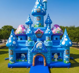 T5-2519 Castelos Infláveis Tema dos Smurfs