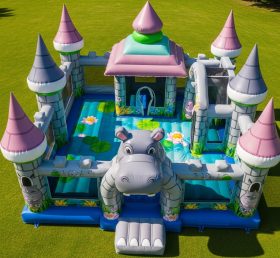 T5-2654 Castelo Inflável com Tema de Hipopótamo