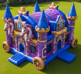 T5-2973 Castelo Inflável com Tema de Carruagem de Cavalo