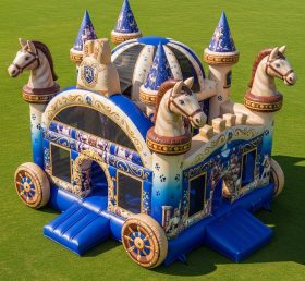 T5-2974 Castelo Inflável com Tema de Coche de Cavalo