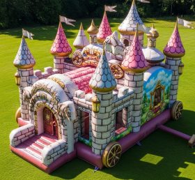 T5-2975 Castelo Inflável com Tema de Carruagem de Cavalos