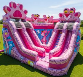 T8-9329 Escorregador Aquático Inflável com Tema Pantera Cor-de-Rosa