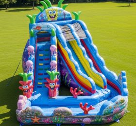 T8-9358 Escorregador Aquático Inflável com Tema Bob Esponja