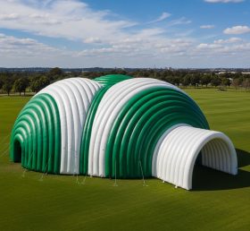 Tent1-6254 Pavilhão Inflável em Forma de Domo Listrado Verde e Branco