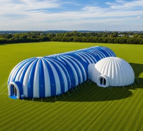 Tent1-6290 Túnel em Forma de Domo Inflável com Tema de Listras Azuis