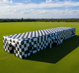 Tent1-6366 Estrutura Inflável Preto e Branco em Tabuleiro de Xadrez