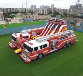 T6-6837 Parque Infantil Insuflável com Tema de Caminhão de Bombeiros
