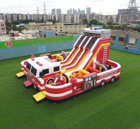 T6-6838 Parque Inflável com Tema de Caminhão de Bombeiros