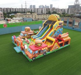 T6-6839 Parque Infantil Inflável com Tema de Food Trucks