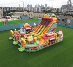 T6-6840 Parque Inflável com Tema de Food Trucks