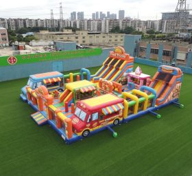 T6-6841 Parque Infantil Inflável com Tema de Food Trucks