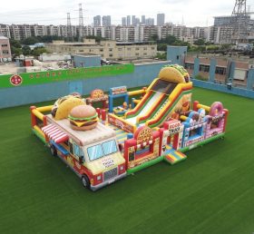 T6-6842 Parque Infantil Inflável com Tema de Food Trucks