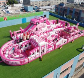 CR2-488 Curso de Obstáculos Inflável Gigante com Tema Barbie Corrida Desafiadora