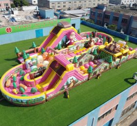 CR2-503 Pista de Obstáculos Inflável Gigante com Tema Masha e o Urso Corrida Desafiadora