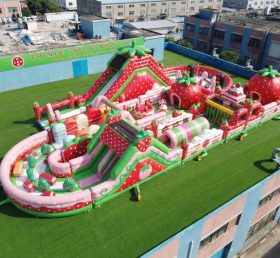 CR2-520 Pista de Obstáculos Inflável Gigante com Tema Moranguinho Corrida Desafiadora