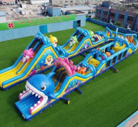 CR2-539 Corrida Desafiante em Circuito de Obstáculos Gigante Inflável com Tema Baby Shark
