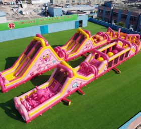CR2-579 Pista de Obstáculos Inflável Gigante com Tema Pantera Cor-de-Rosa Corrida Desafiadora