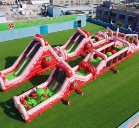 CR2-596 Pista de Obstáculos Inflável Gigante com Tema Moranguinho Corrida Desafiadora