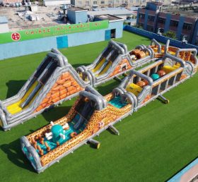 CR2-601 Pista de Obstáculos Inflável Gigante Tema Os Flintstones Corrida Desafiadora
