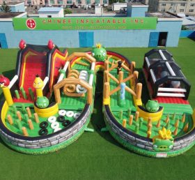 CR2-708 Percurso de Obstáculos Inflável Gigante com Tema Angry Birds Corrida Desafiadora