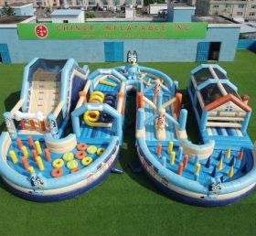 CR2-714 Pista de Obstáculos Inflável Gigante Tema Bluey Corrida Desafiadora