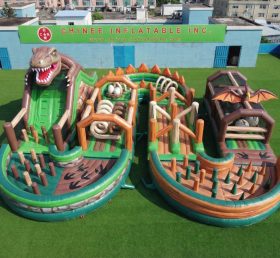 CR2-720 Curso de Obstáculos Inflável Gigante com Tema de Dinossauro Corrida Desafiadora