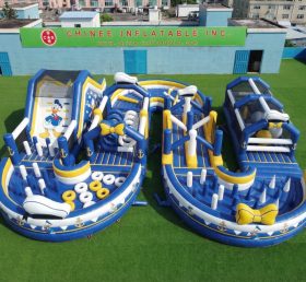CR2-721 Curso de Obstáculos Inflável Gigante Tema Pato Donald Corrida Desafiadora