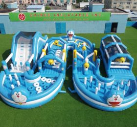 CR2-722 Curso de Obstáculos Inflável Gigante com Tema Doraemon Corrida Desafiadora