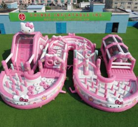 CR2-729 Pista de Obstáculos Inflável Gigante com Tema Hello Kitty Desafio de Corrida