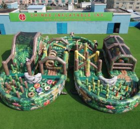 CR2-730 Curso de Obstáculos Inflável Gigante com Tema de Selva Corrida Desafiadora