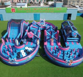 CR2-732 Curso de Obstáculos Inflável Gigante com Tema Lilo & Stitch Corrida Desafiadora
