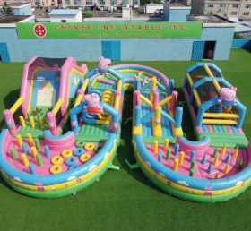 CR2-747 Curso de Obstáculos Inflável Gigante Temático da Peppa Pig Corrida Desafiante